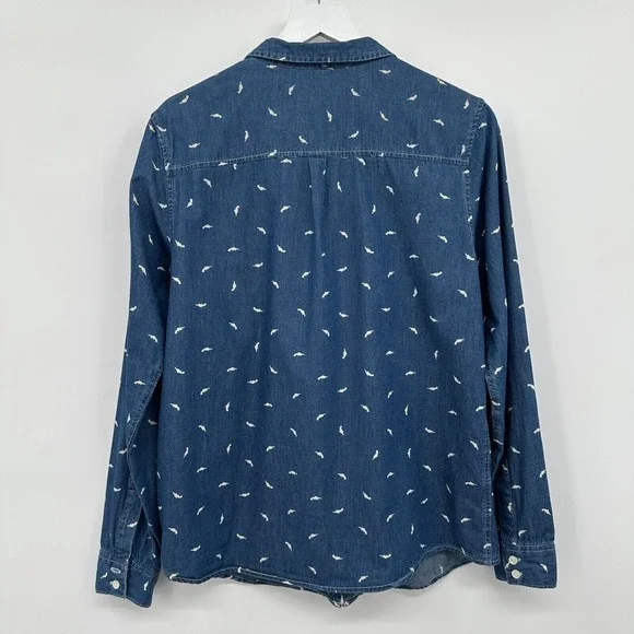Maison Scotch Top Shirt Blouse Size 3‎ Large Blue Denim Long Sleeve Button Up - Picture 11 of 16